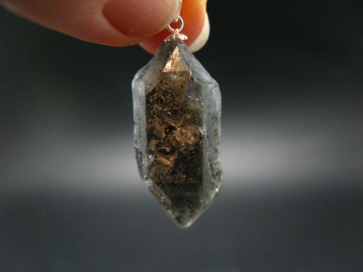 Nice Terminated Tibetan Black Quartz Pendant from Tibet - 1.6" - 7.33 Grams