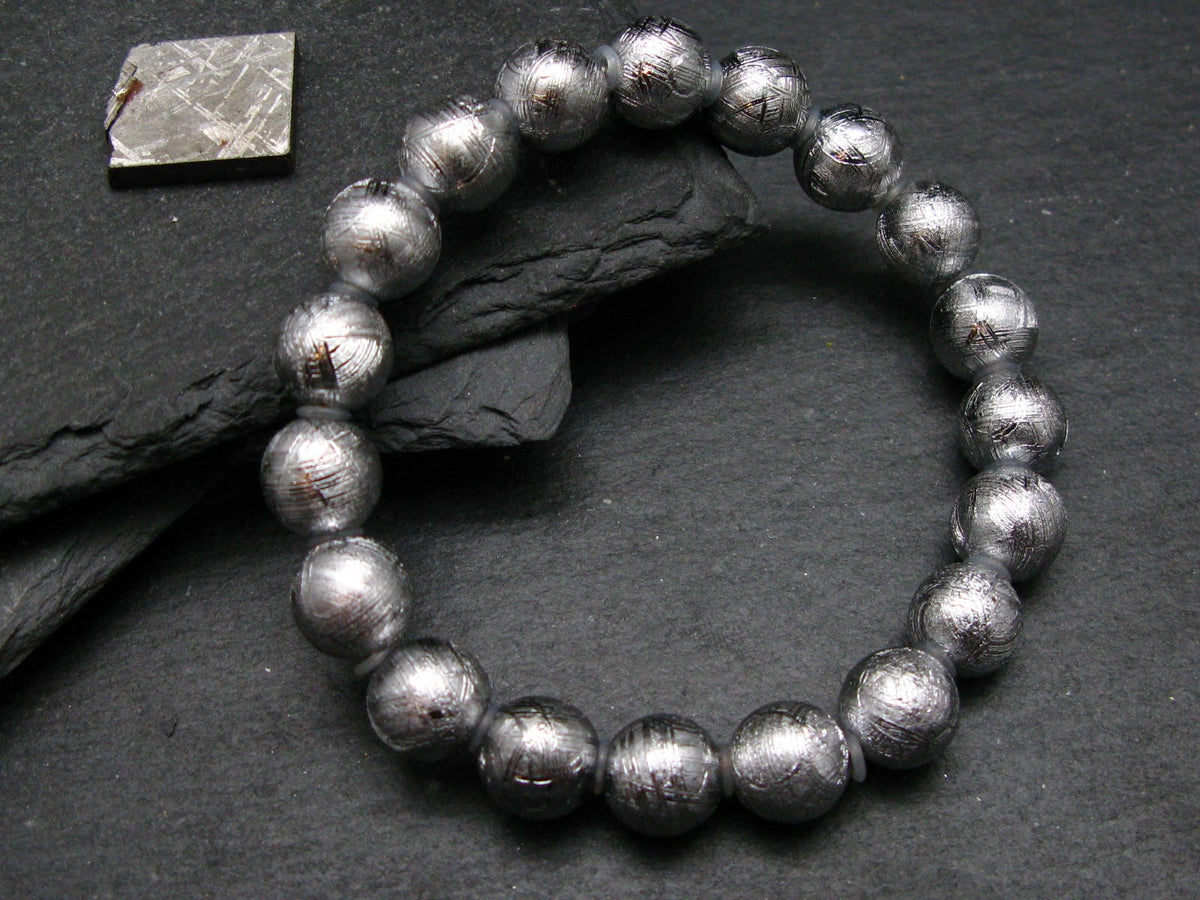 Meteorite Muonuonolusta Genuine Bracelet ~ 7 Inches ~ 10mm Round Beads