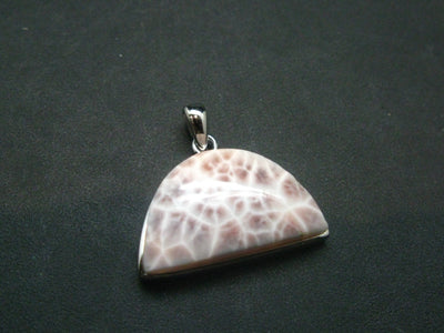 Natrolite Sterling Silver Pendant Necklace From Indonesia - 0.8" - 3.89 Grams