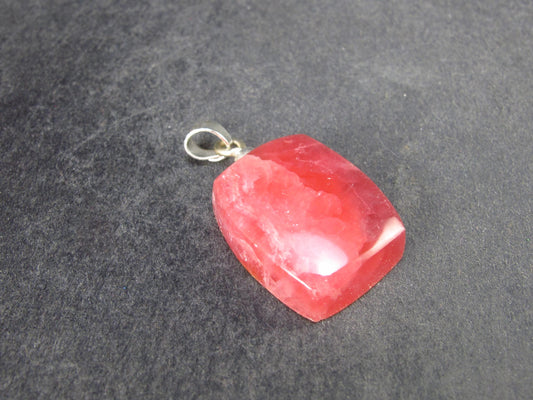 Rhodochrosite Sterling Silver Pendant from Alma Colorado - 1.2" - 7.07 Grams