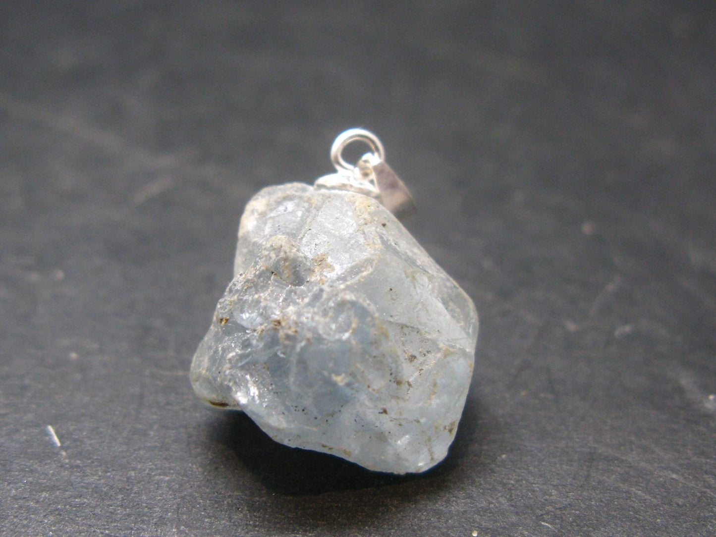 Natural Blue Celestite Celestine 925 Silver Pendant from Madagascar - 0.8" - 5.34 Grams