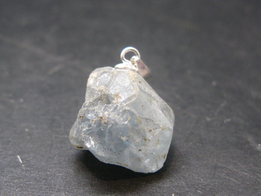Natural Blue Celestite Celestine 925 Silver Pendant from Madagascar - 0.8" - 5.34 Grams