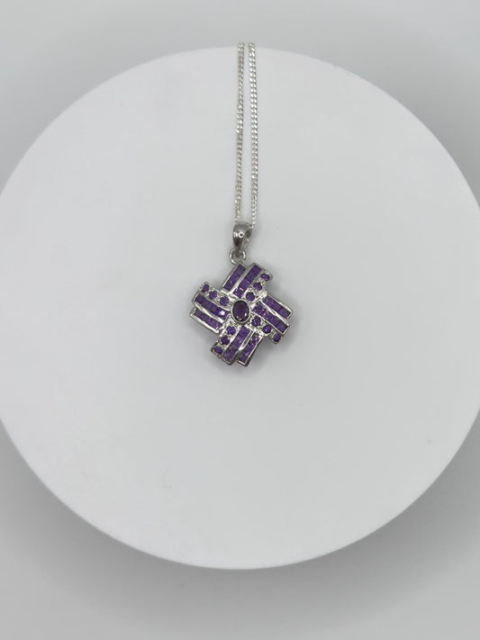 Regal Amethyst Cross Pendant – Vintage Style, Sterling Silver - 4.92 Grams