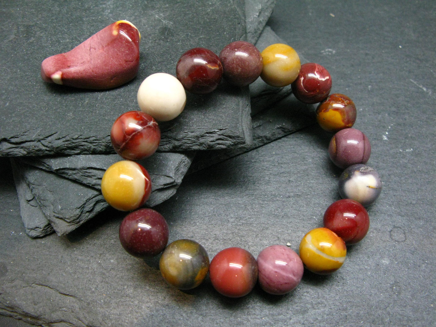 Mookaite Jasper Genuine Bracelet ~ 7 Inches ~ 12mm Round Beads