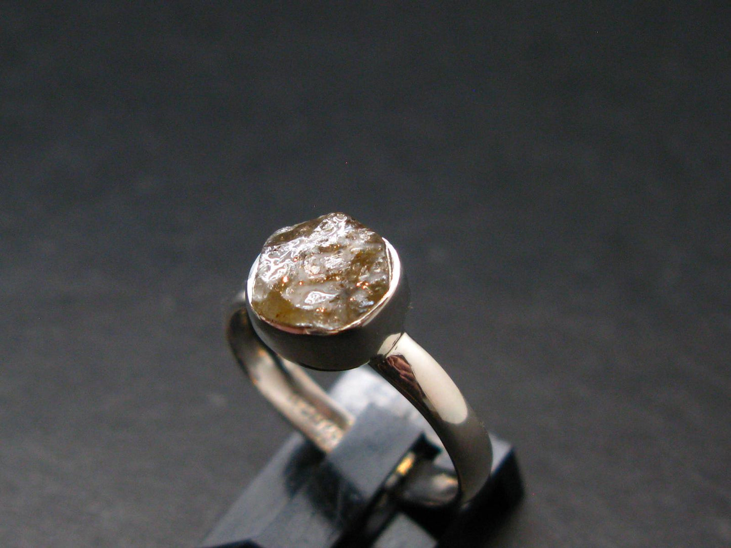 Green Herderite Silver Ring From Brazil - 2.04 Grams - Size 7