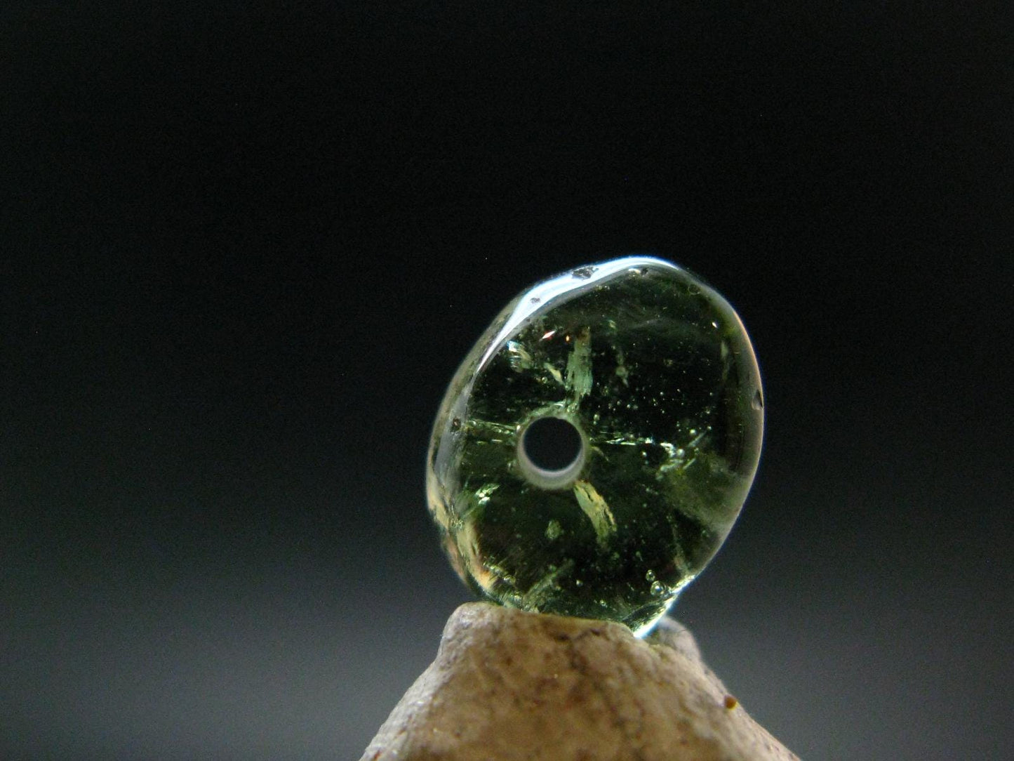 Moldavite Tektite Tumbled Bead from Czech Republic - 9 mm - 2.50 Carats
