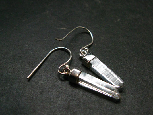 Lemurian Quartz Seed Crystal Silver Earrings From Brazil - 1.4"