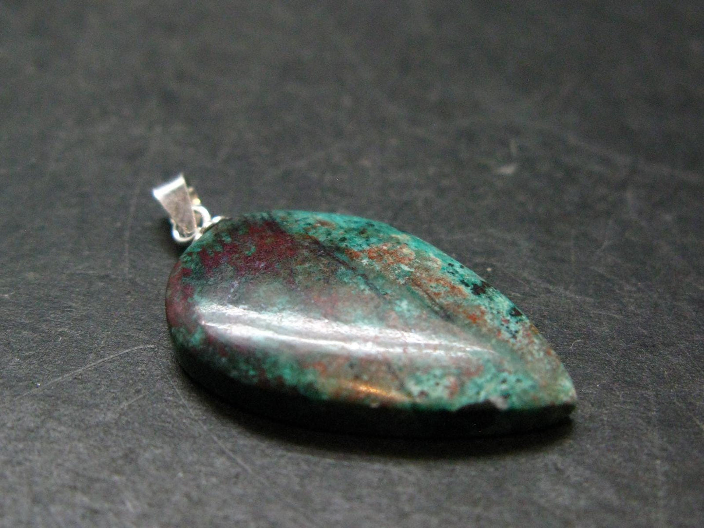 Crimson Cuprite w/ Chrysocola Silver Plated from Mexico - 1.3" - 3.45 Grams