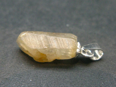 Yellow Terminated Sapphire Corundum Crystal Silver Pendant From Sri Lanka - 0.8" - 4.80 Carats