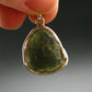 Moldavite Tektite Silver Clover Pendant from Czech Republic - 1.2" - 5.4 Grams