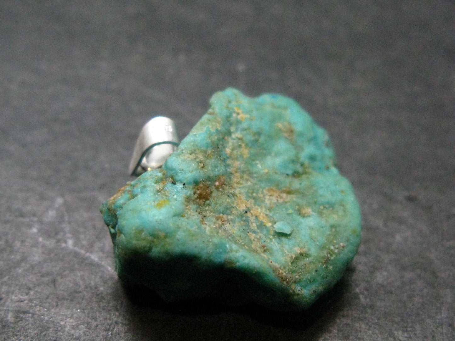 Genuine Turquoise Silver Pendant From Sleeping Beauty Arizona - 0.9" - 4.22 Grams