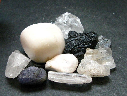 Synergy 12 Set Phenakite Moldavite Natrolite Petalite Danburite Tektite Scolecite Herderite Tanzanite Brookite 80.35 Gr