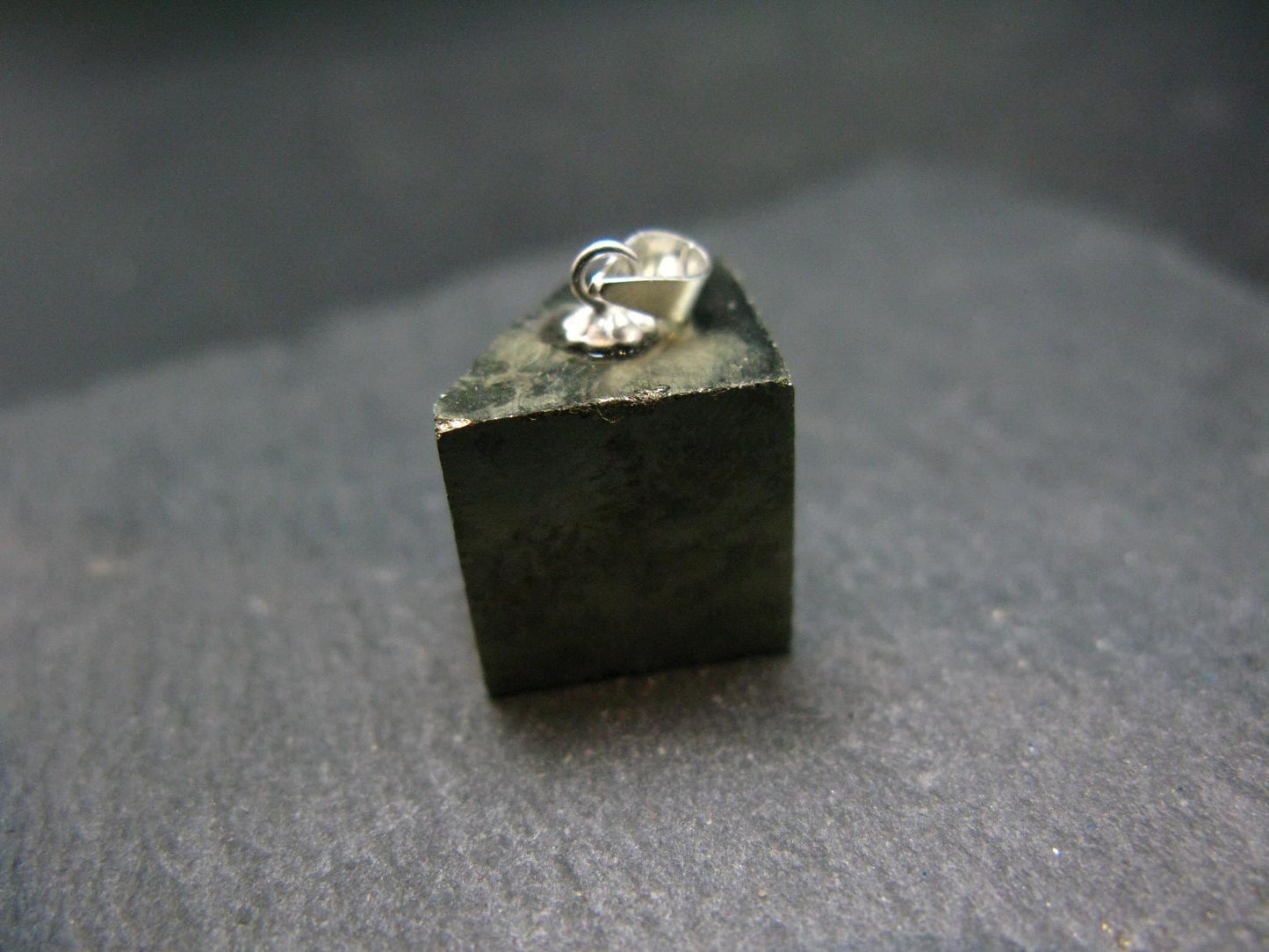 Perfect Pyrite Cube Silver Pendant from Spain - 0.8"