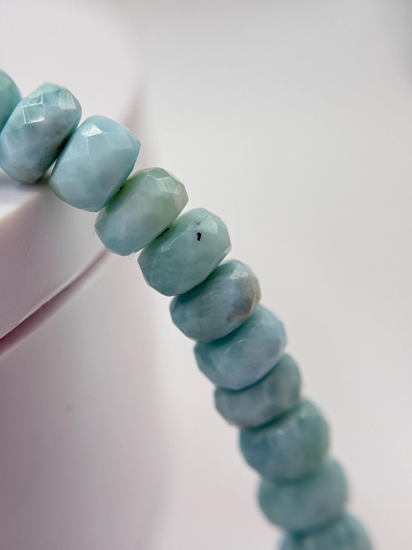 Larimar Round Bead Necklace Ocean Blue Gemstone Necklace Minimalist Jewelry Gift