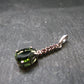 Moldavite Tektite & Red Garnet Silver Pendant from Czech Republic - 1.2"