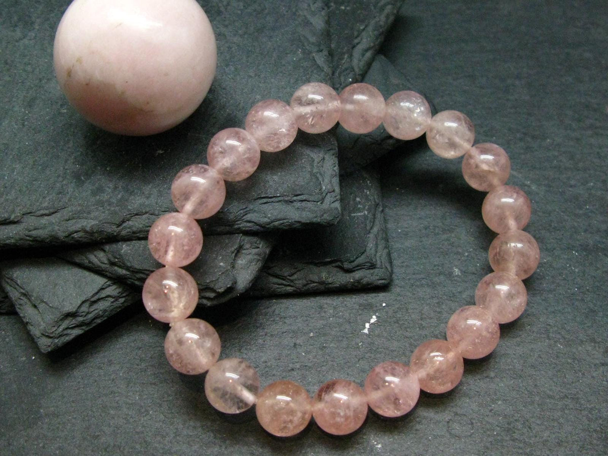 Morganite Genuine Bracelet ~ 7 Inches ~ 10mm Round Beads