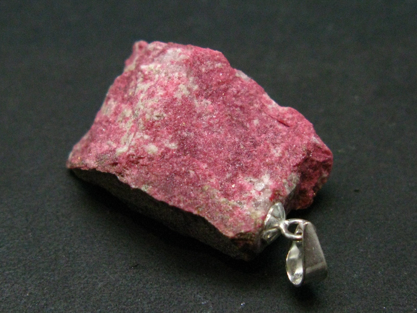 Rare Raw Deep Pink Thulite Silver Pendant From Norway - 1.3" - 6.91 Grams