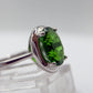 Green Helenite Oval Ring – Sterling Silver Faceted Gemstone Statement Ring