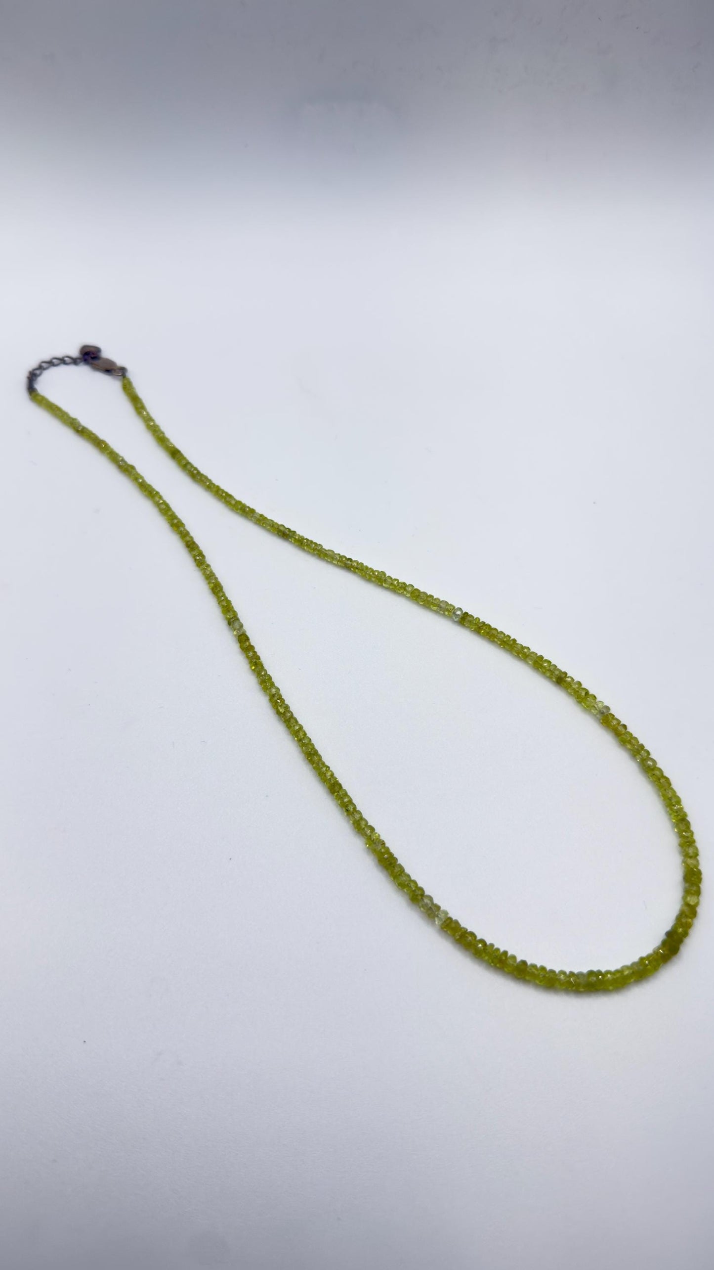 Natural Chrysoberyl Beaded Necklace, Faceted Rondelle Strand, Minimalist Crystal Jewelry