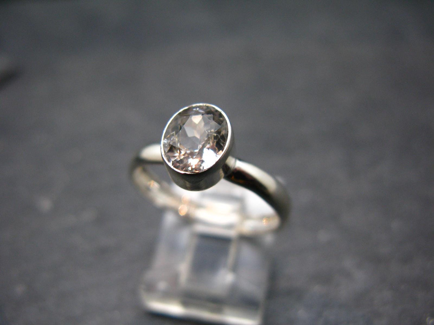 Phenakite Phenacite Crystal Facetted Silver 1.71 Carats Ring From Russia - Size 8 - 2.03 Grams