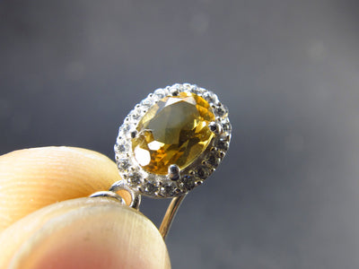 Stone of Success!! Oval Faceted Natural Golden Yellow Citrine 925 Sterling Silver Drop Earrings - 0.9" - 1.90 Grams