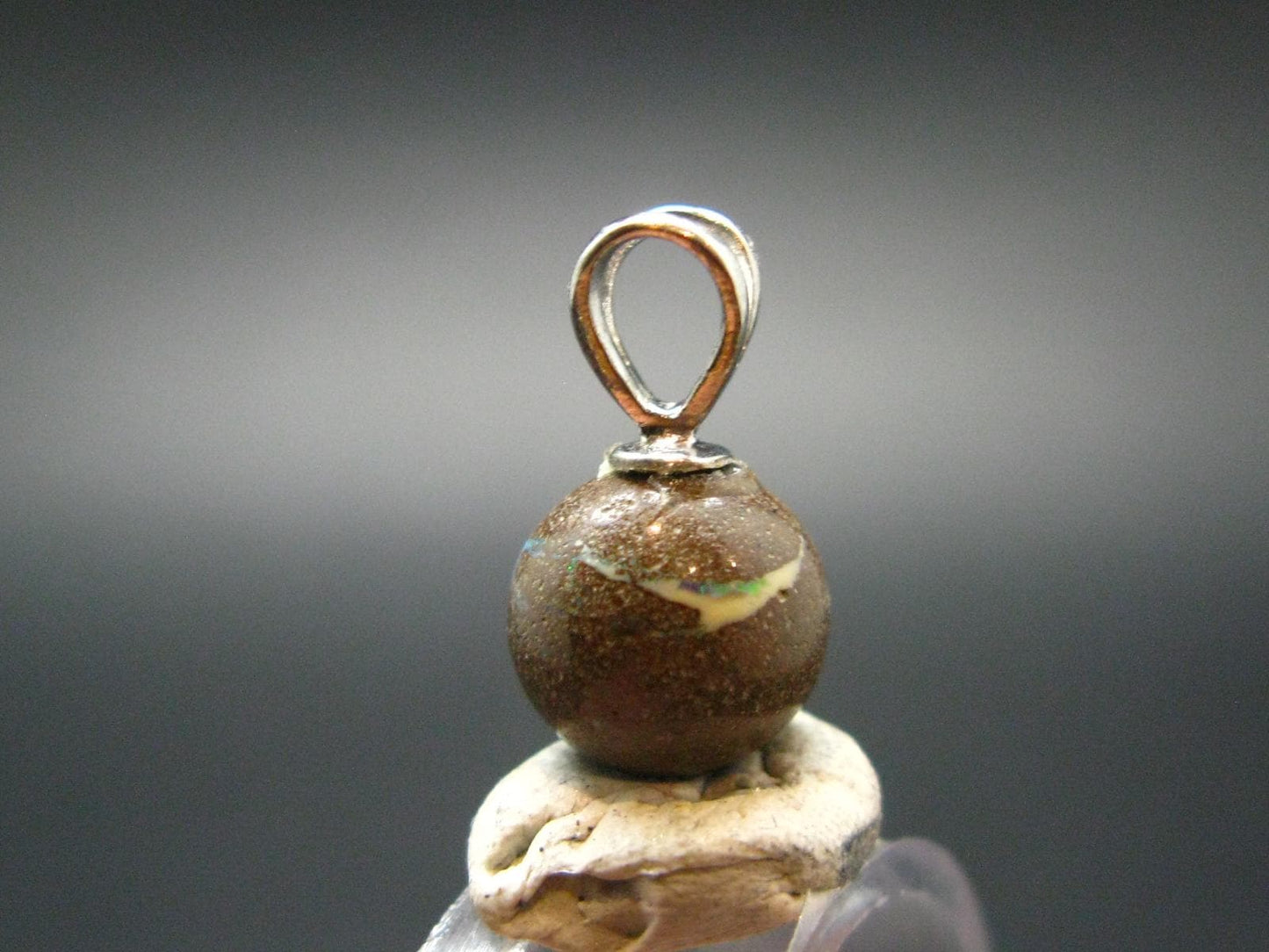 Rare Boulder Opal Silver Pendant from Australia - 0.6" - 1.44 Grams