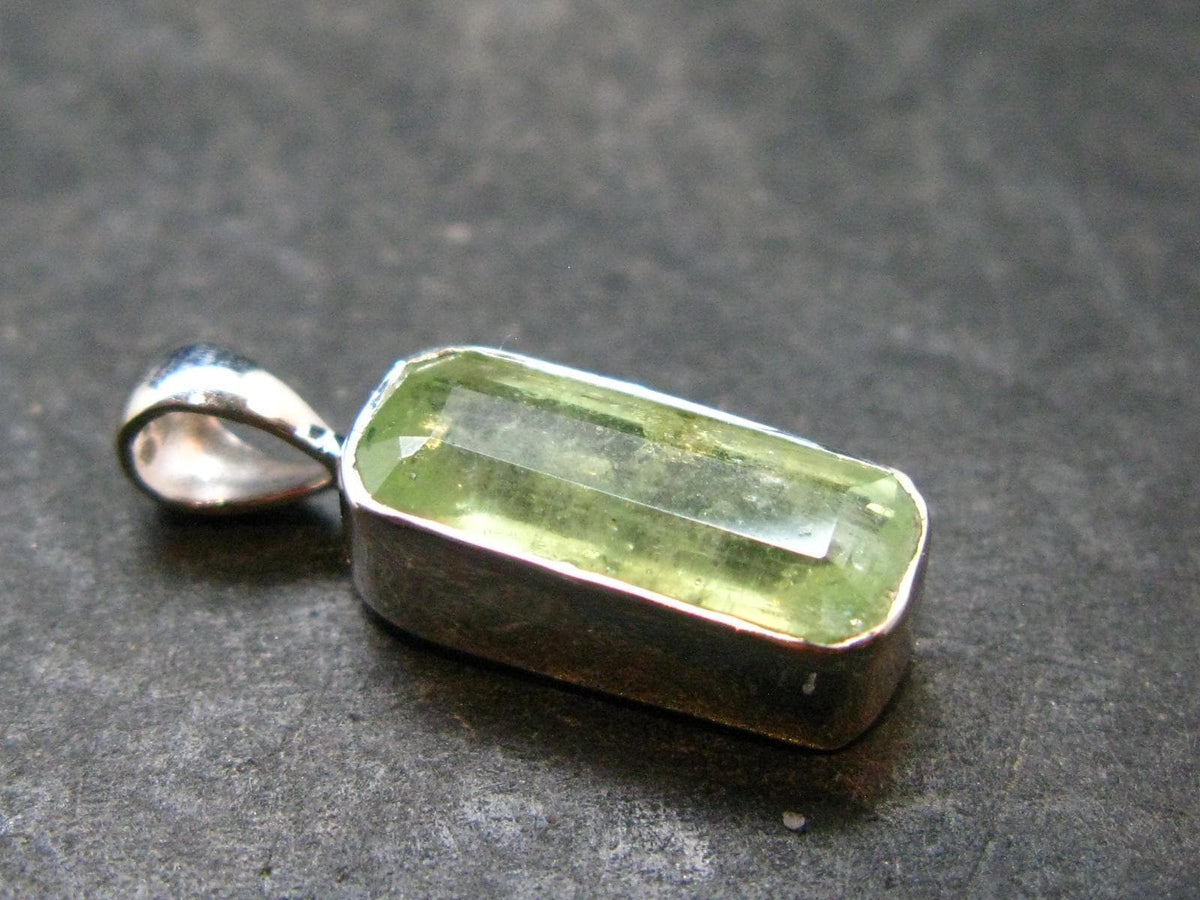 Green Kyanite Crystal Silver Pendant From Tanzania - 0.8" - 1.74 Grams