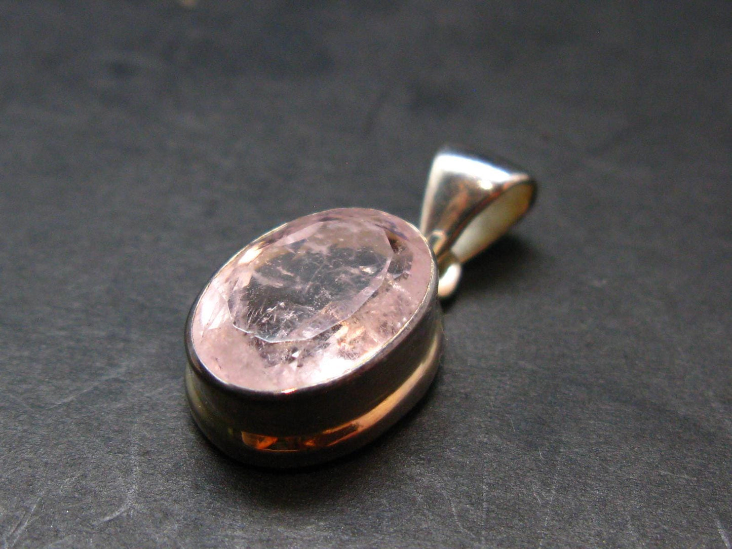 Pink Beryl!! Amazing Natural Facetted Morganite Silver Pendant From Brazil - 0.9" - 3.49 Grams