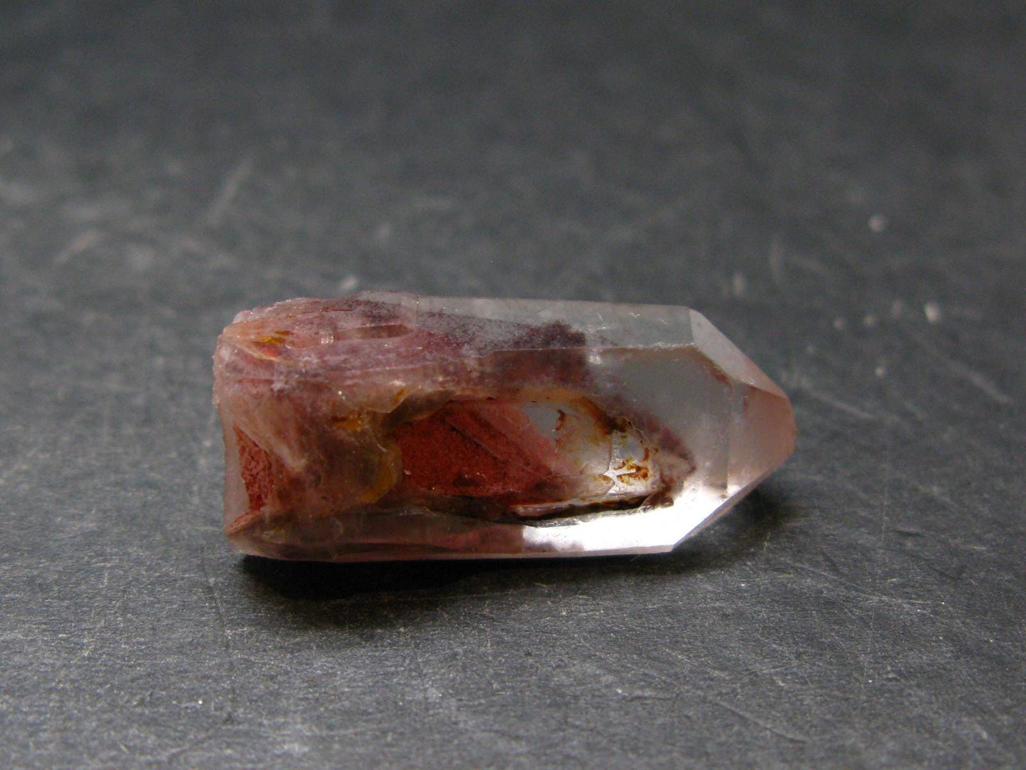 Phantom Hematite in Quartz Crystal From India - 1.0" - 5.00 Grams