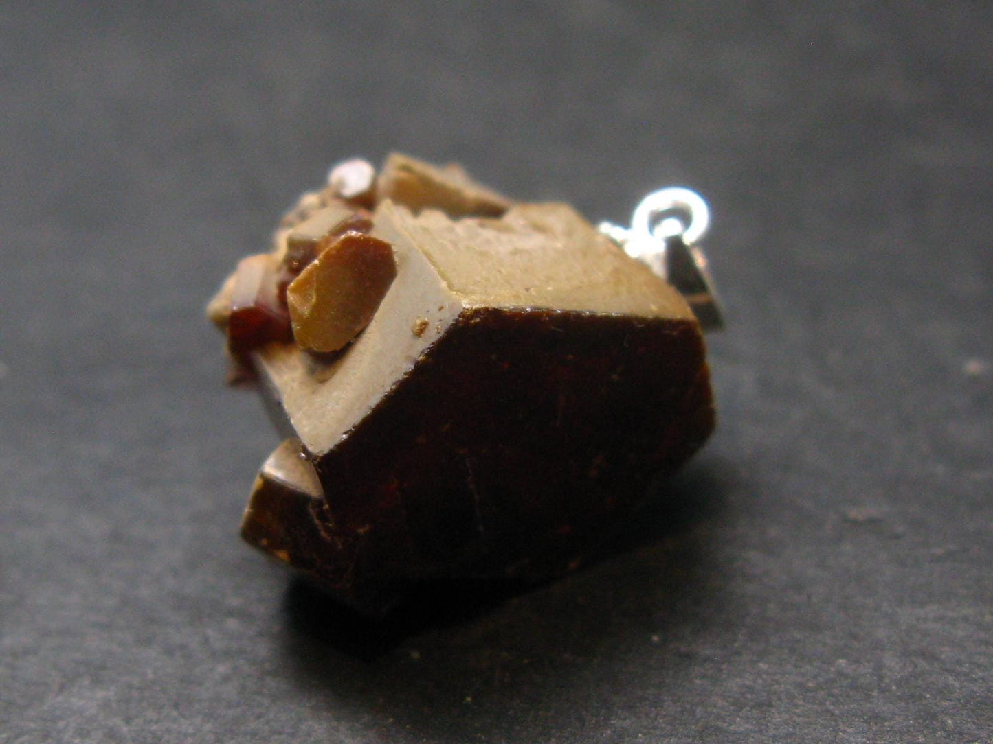 Vanadinite Crystal Silver Pendant From Morocco - 1.0" - 11.75 Grams