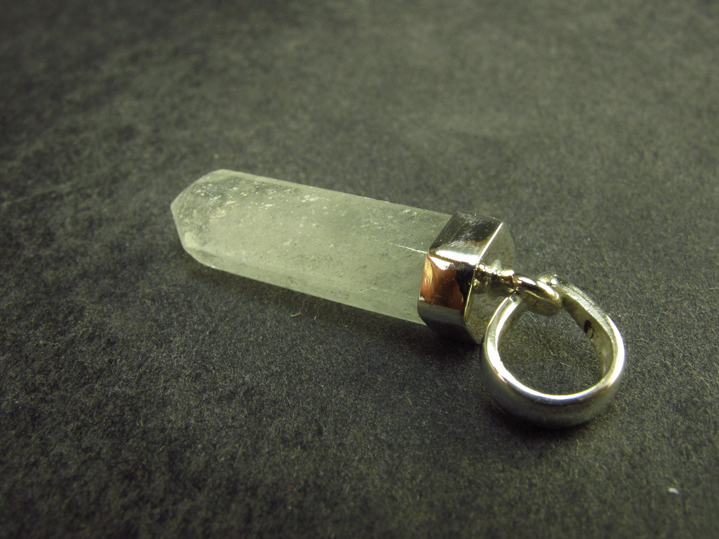 Gem Libyan Desert Glass Tektite Pendant Sterling Silver from Libya - 1.3" - 2.51 Grams