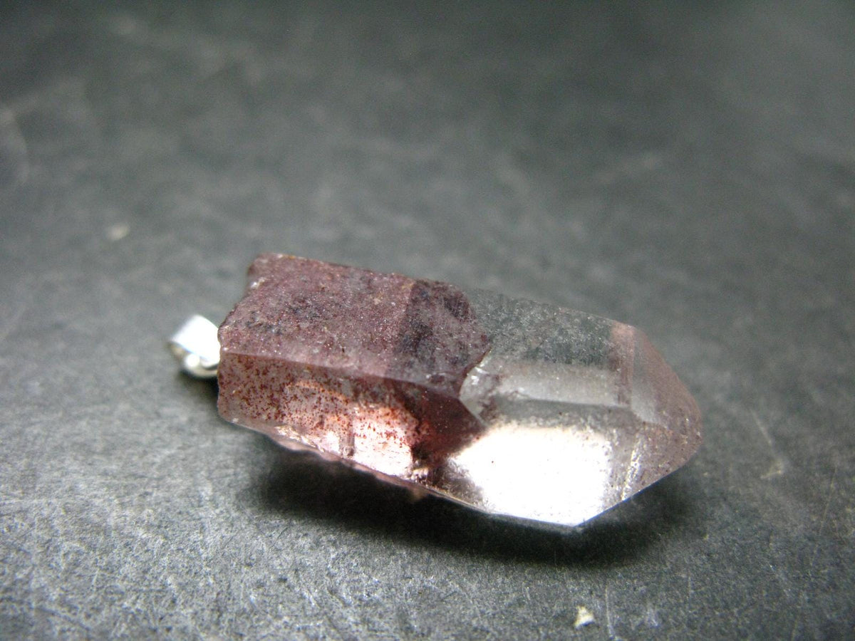 Phantom Hematite in Quartz Crystal Pendant From India - 1.2" - 4.33 Grams