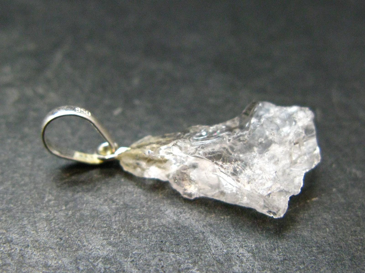 Goshenite Beryl Crystal 925 Silver Pendant From Brazil - 1.1" - 1.59 Grams