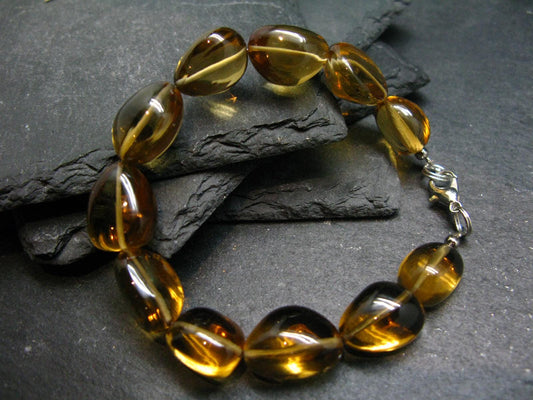 Citrine Genuine Unheated Bracelet ~ 7 Inches ~ 15mm Tumbled Beads