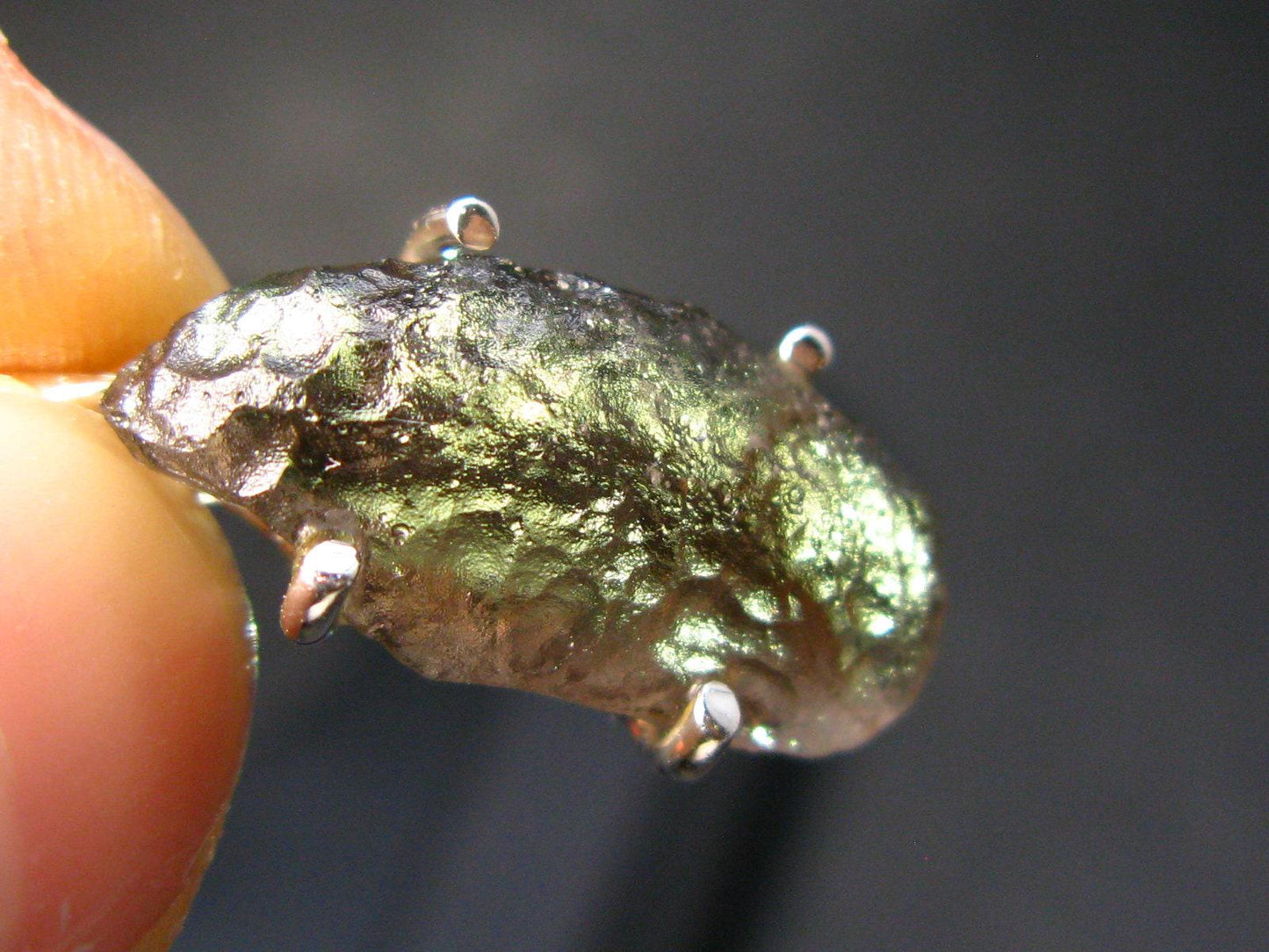 Rare Colombianite Pseudotektite Silver Pendant from Colombia - 1.1"- 3.0 Grams