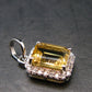 Yellow Citrine Gem Facetted Sterling Silver Pendant From Brazil With CZ - 0.6" - 1.21 Grams