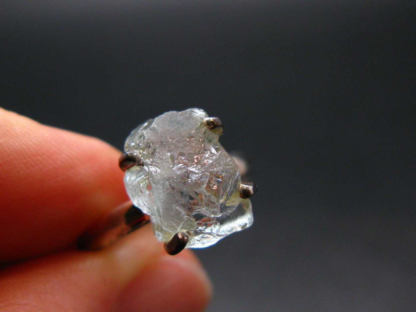 Raw Aquamarine Gem Sterling Silver Ring From Brazil - Size 6 - 3.08 Grams