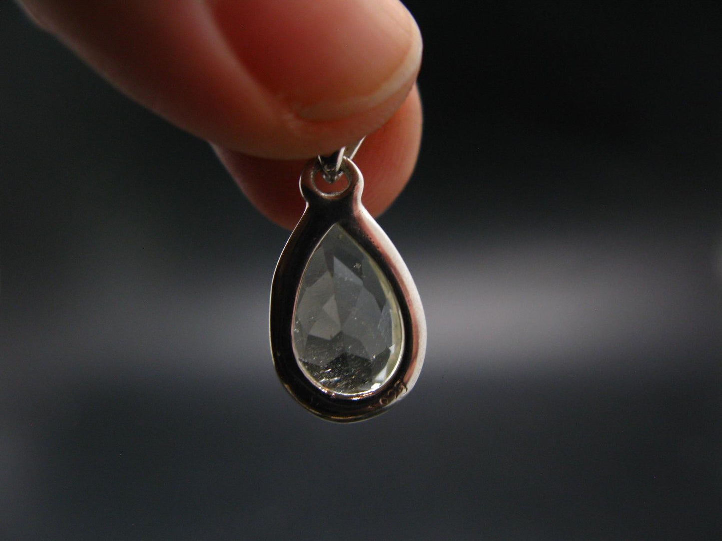 Gem Libyan Desert Glass Tektite Faceted Pendant Sterling Silver from Libya - 0.9" - 2.20 Grams
