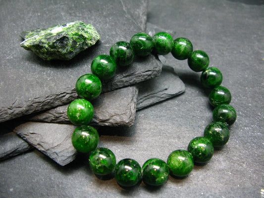 Chrome Diopside Genuine Bracelet ~ 7 Inches ~ 11mm Round Beads