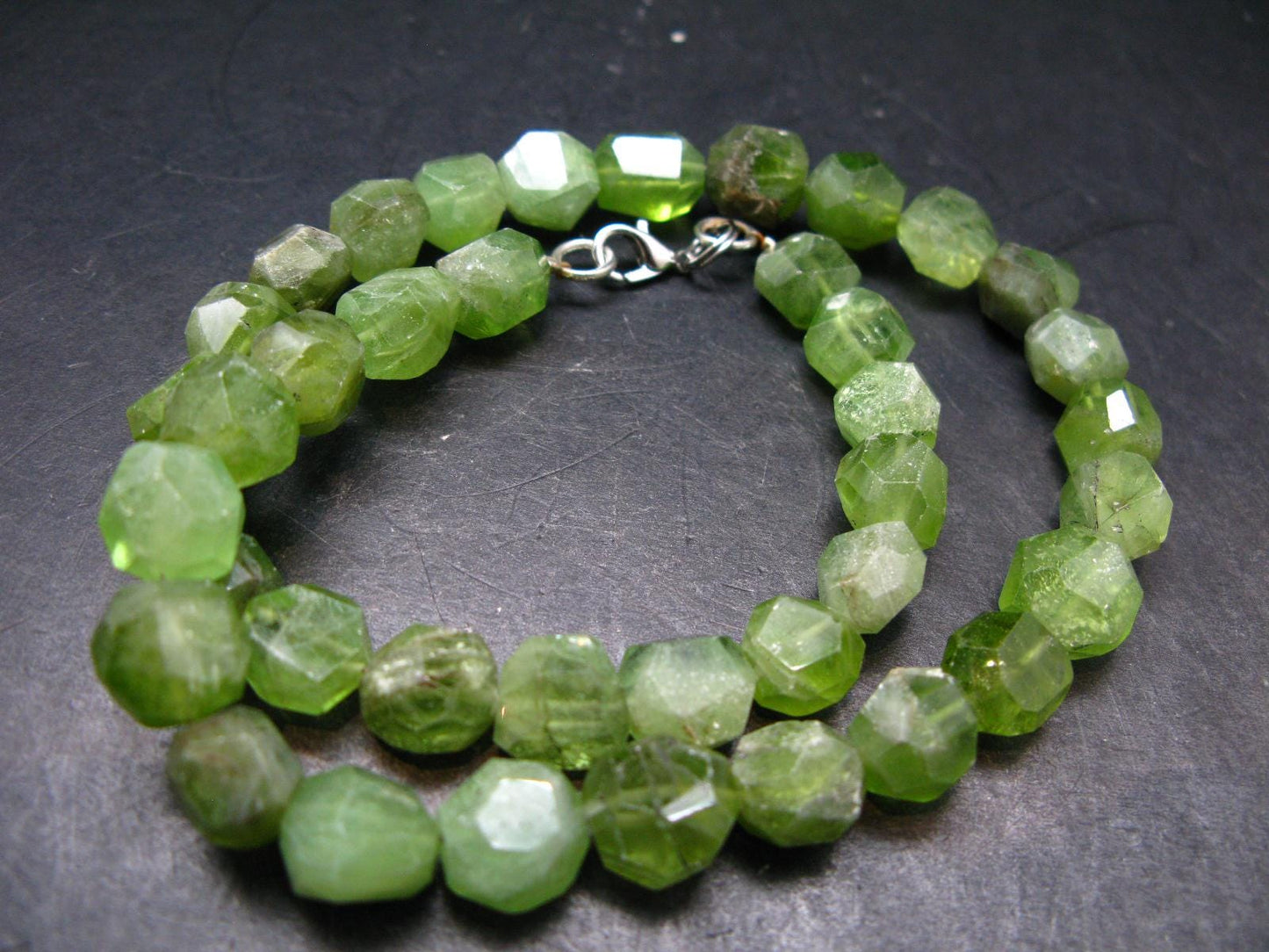 Gem Olivine Peridot Beads Necklace From Pakistan - 17"
