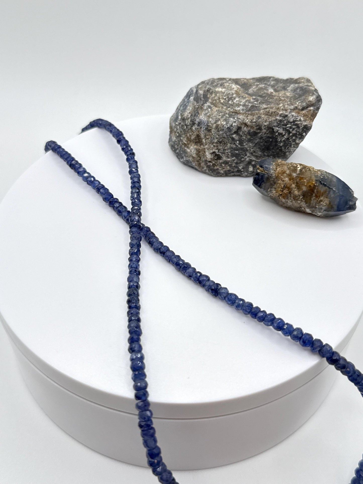 Blue Sapphire Beaded Necklace: Genuine Gemstone Jewelry, September Birthstone