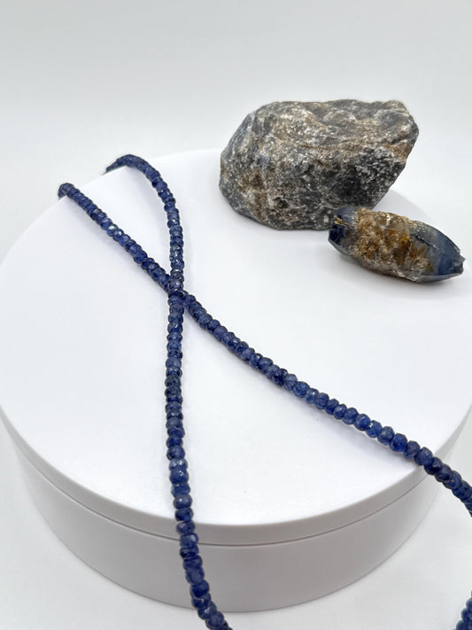 Blue Sapphire Beaded Necklace: Genuine Gemstone Jewelry, September Birthstone