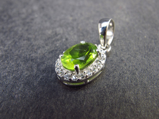 Peridot Olivine Faceted Pendant in SS From Arizona - 0.7" - 1.22 Grams