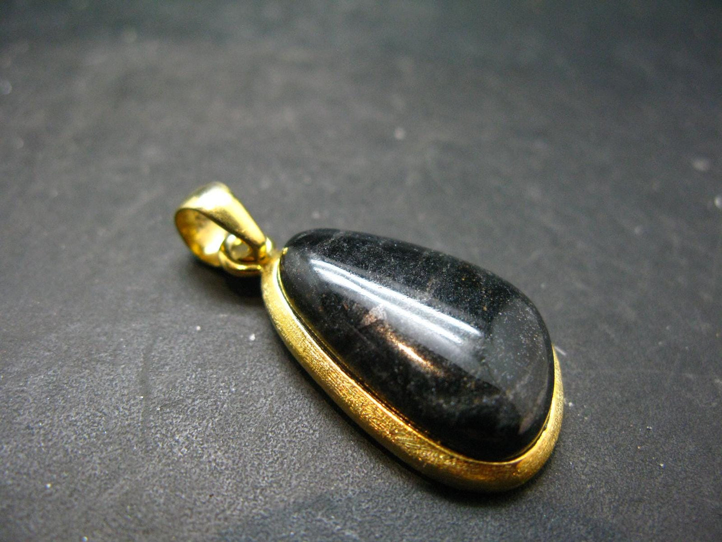 Nuumite Nuummite Gold Plated Silver Pendant From Greenland - 1.5" - 8.24 Grams