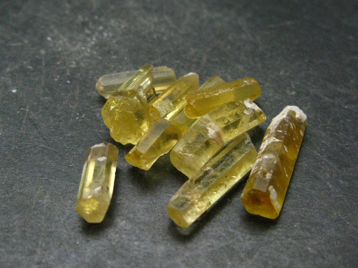 Lot of 10 Gem Heliodor Golden Beryl Crystals From Tajikistan - 10.88 Grams