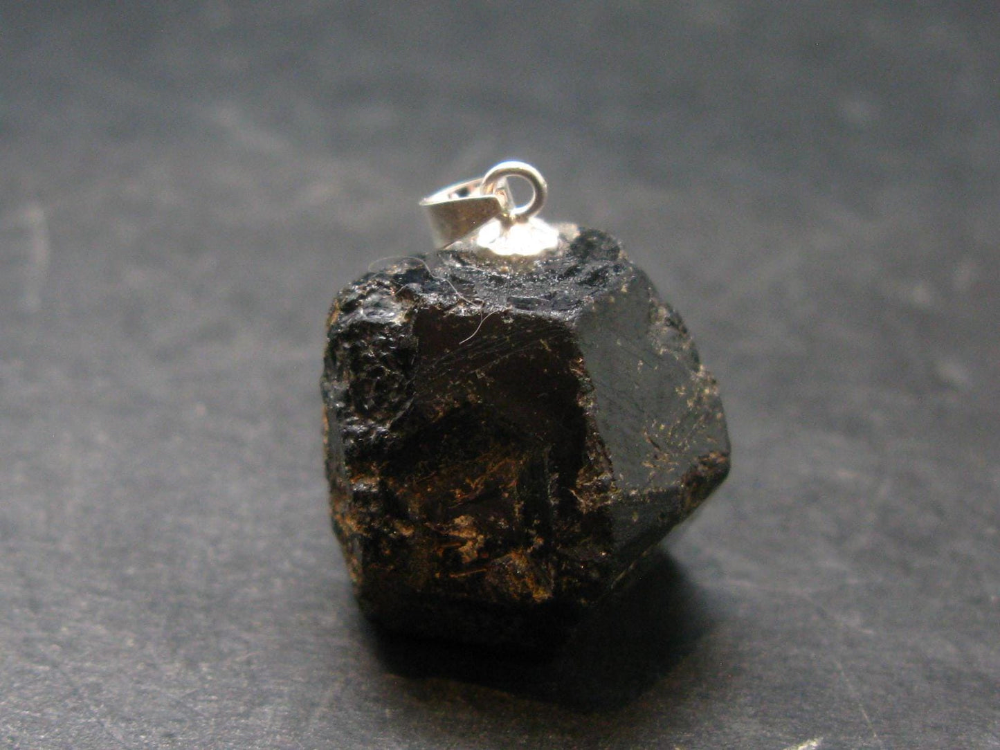 Sharp Black Melanite Andradite Garnet Silver Pendant From Mali - 1.0" - 11.09 Grams