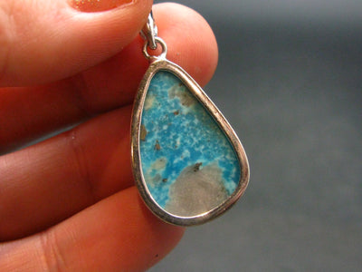 Amazing Intense Blue Genuine Turquoise 925 Silver Pendant - 1.3" - 4.23 Grams