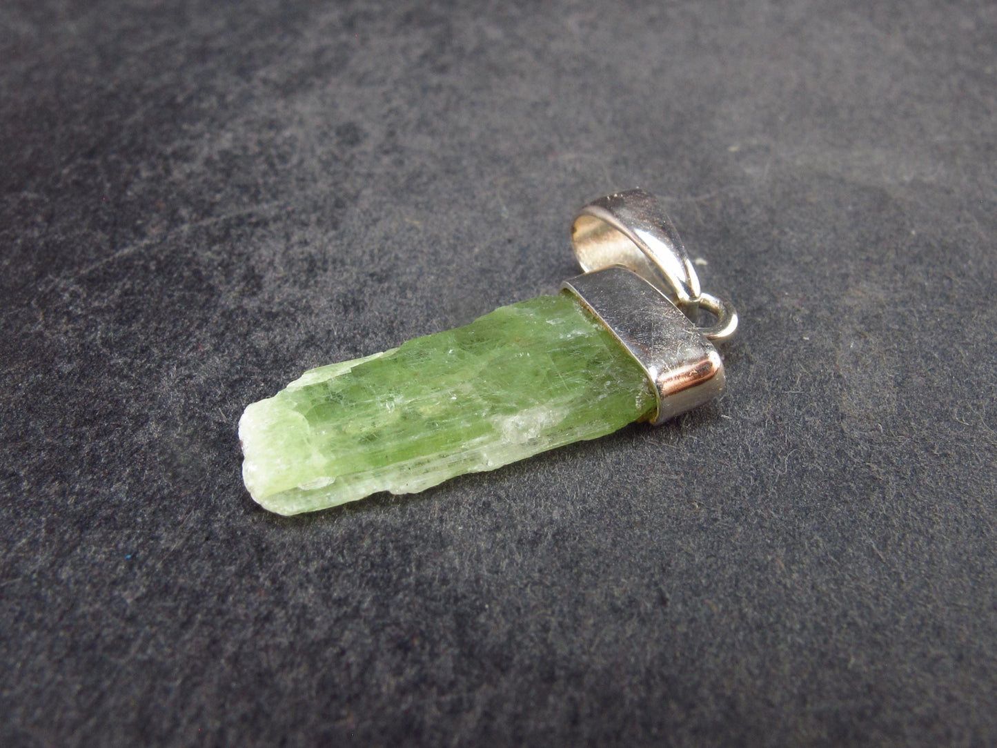 Green Kyanite Silver Pendant from Brazil - 1.2" - 1.02 Grams