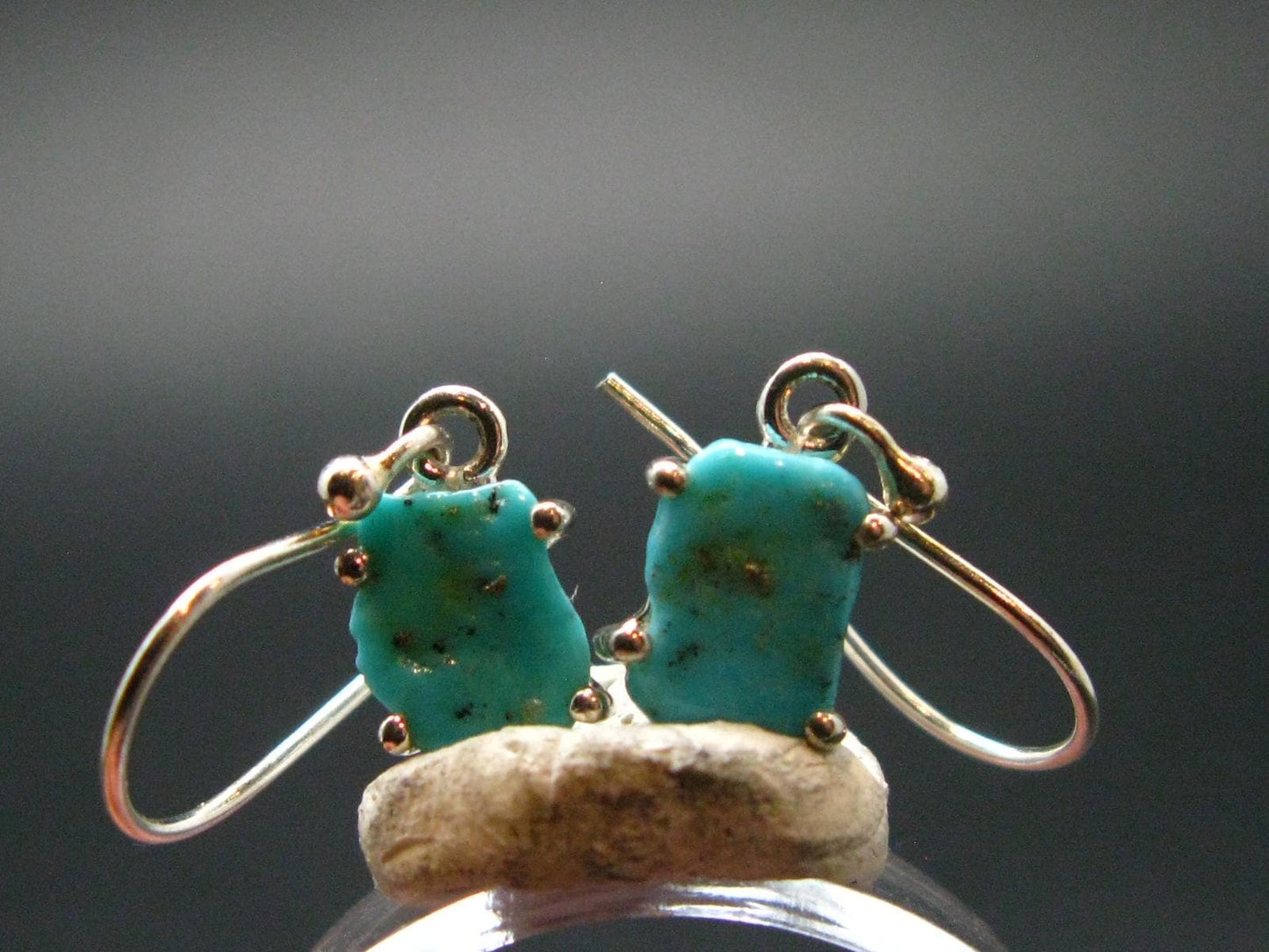 Nice Raw Natural Turquoise Sterling Silver Earrings from Mexico - 1.53 Grams