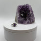 Amethyst Ring – Faceted Oval Cut – Silver Halo Design – Elegant Statement Ring - Size 6